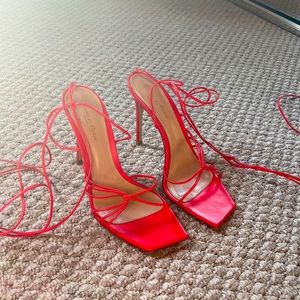 Summer Gianvito Rossi heels! bright red orange. Size 39.5 women’s